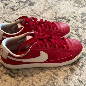 Nike size 10 red leather sneaker.